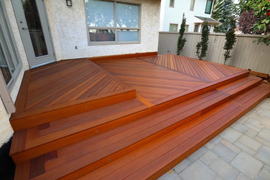 Pressure-treated cedar and hardwood decks in Edmonton